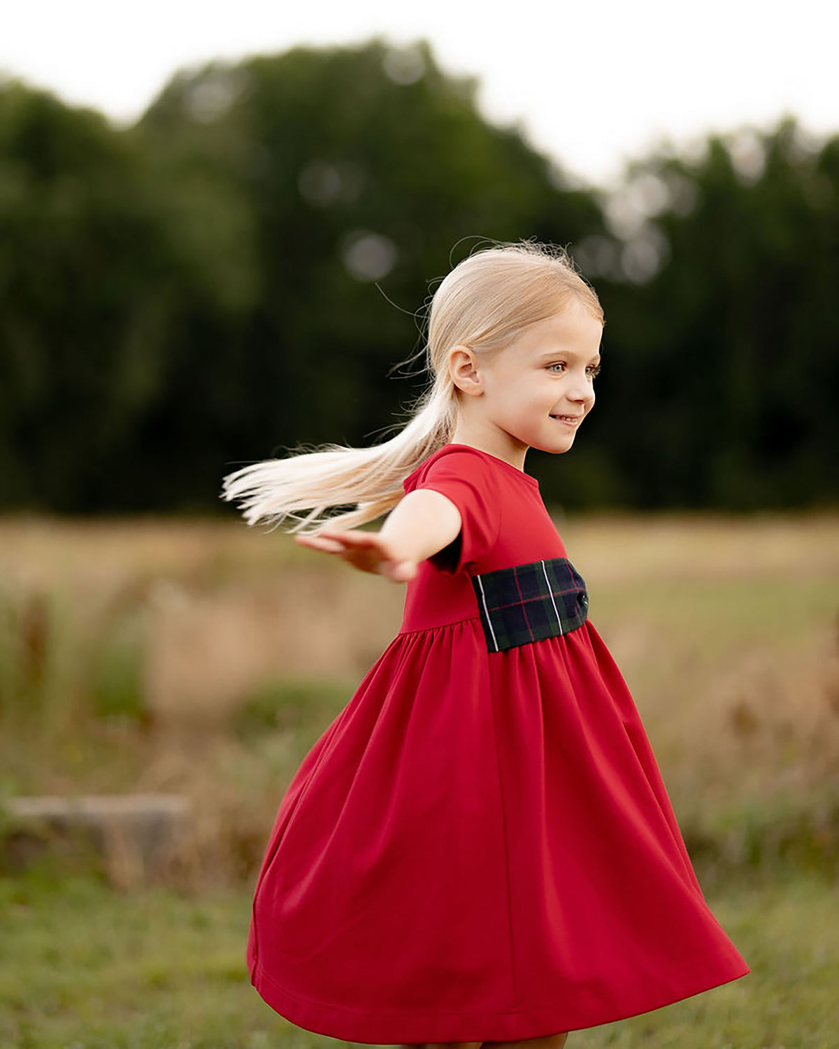 Beatrice Bow Dress - Kensington Plaid