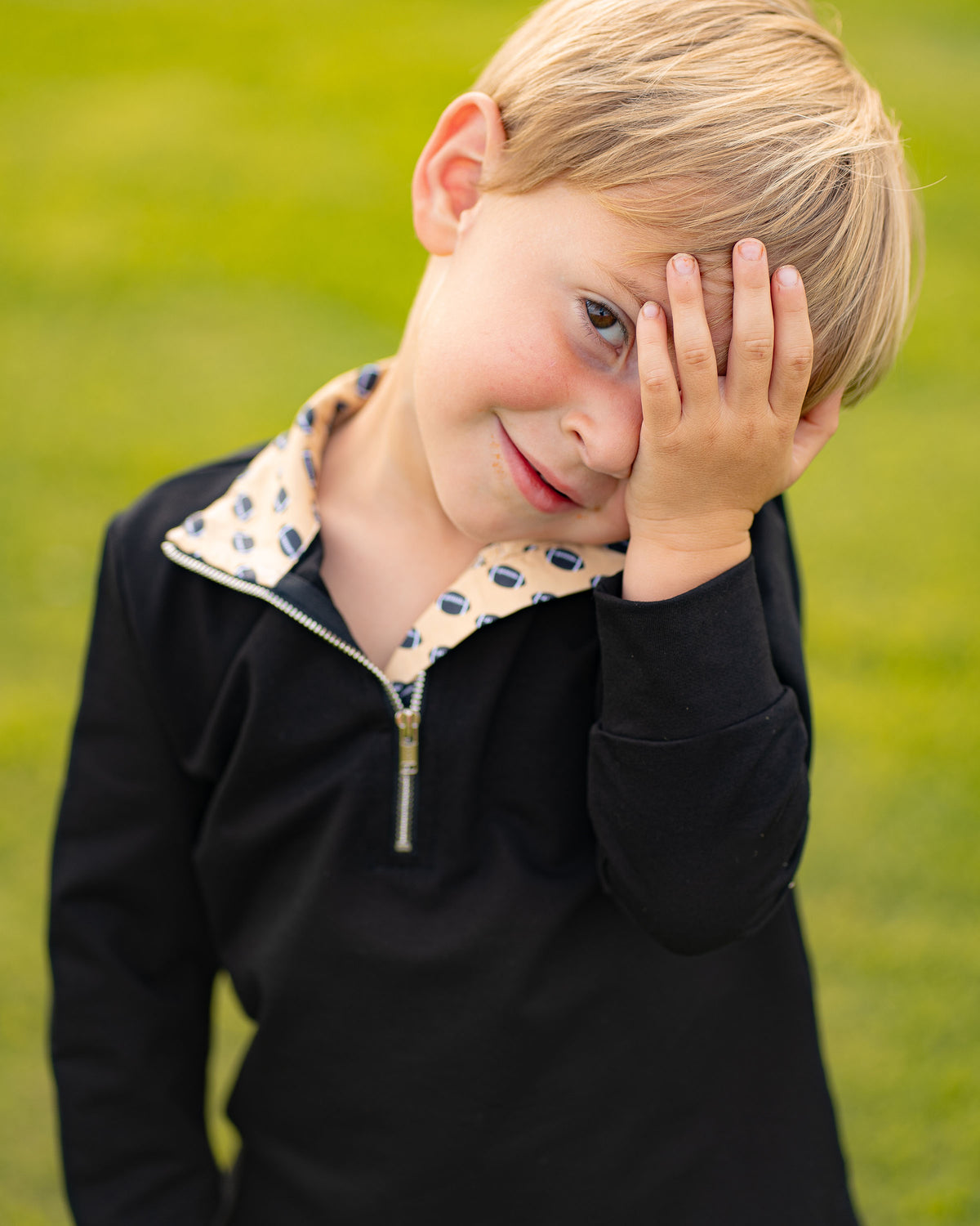 Game Day Quarter Zip - Black and Gold