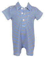 Game Day Rhett Romper: Blue and White Stripe