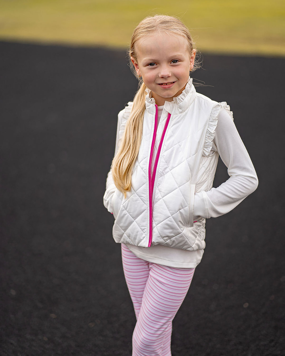 Vera Vest with Ruffle - Winter White Shimmer