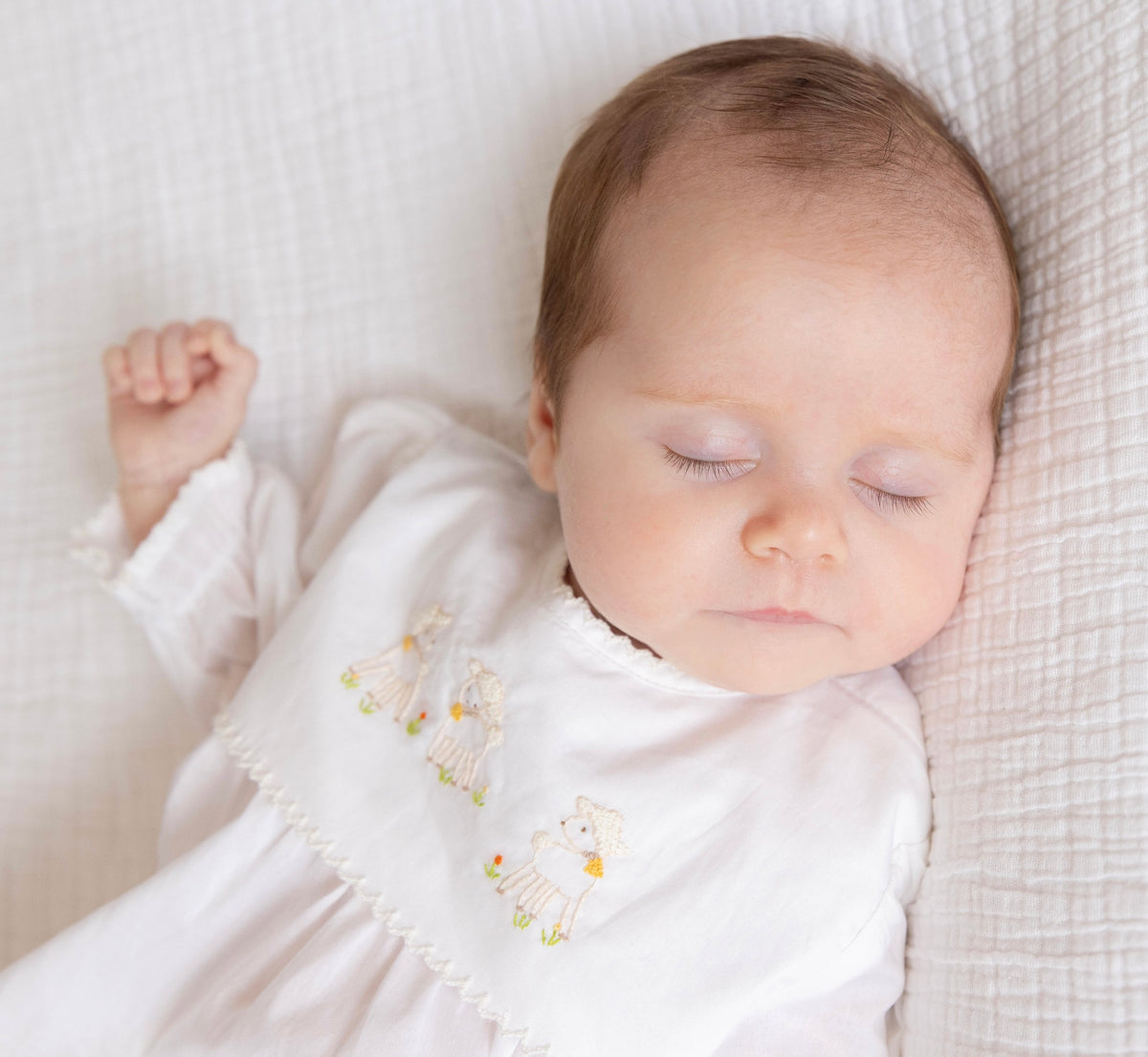 Lambikins Daygown & Diaper Cover - Woven Cream - Straight Yoke