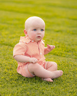 Game Day Rhett Romper - Orange and White Stripe