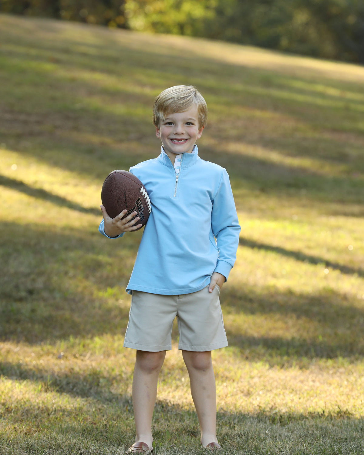 Game Day Quarter Zip - Light Blue