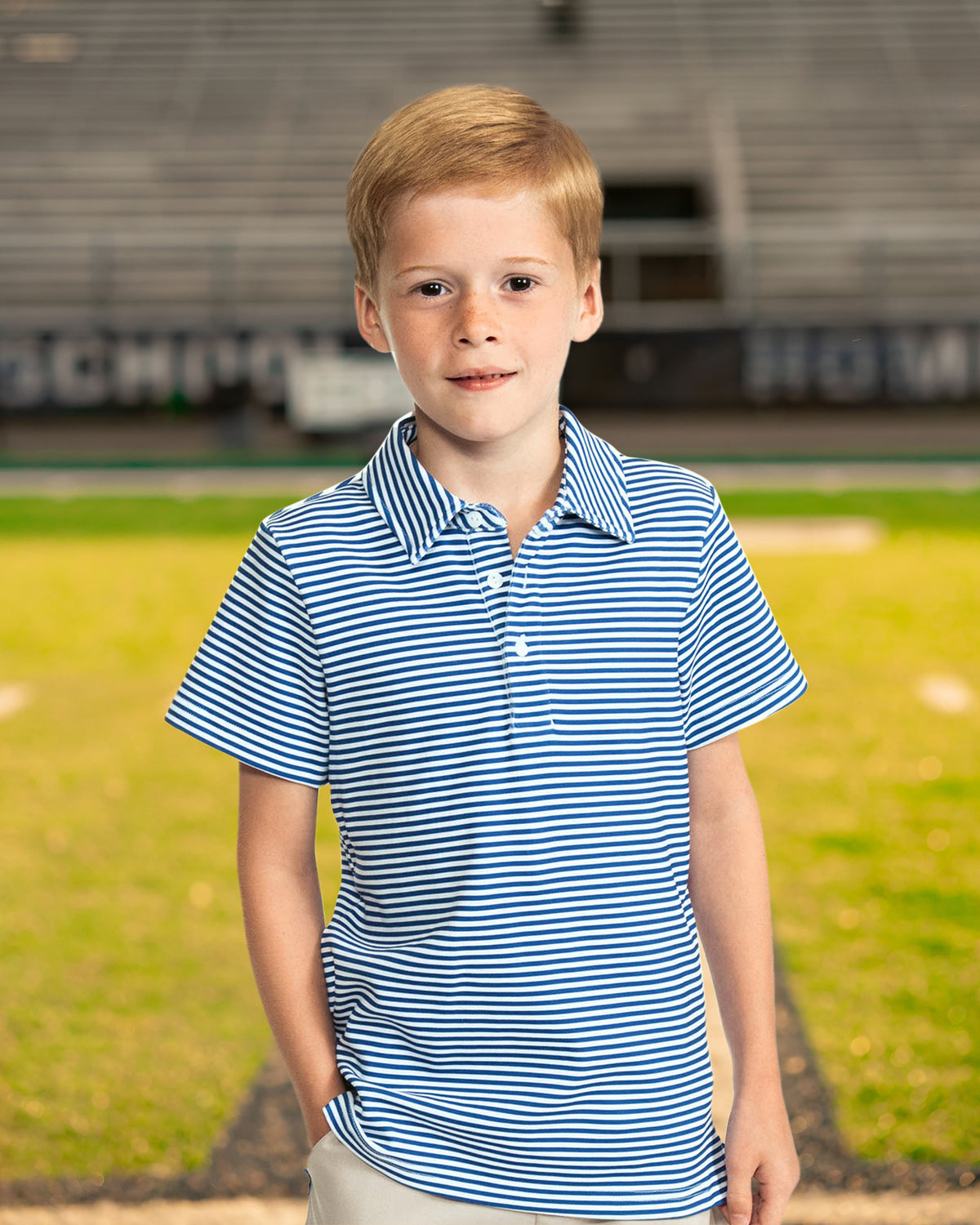Game Day Patrick Shirt - Blue and White Stripe