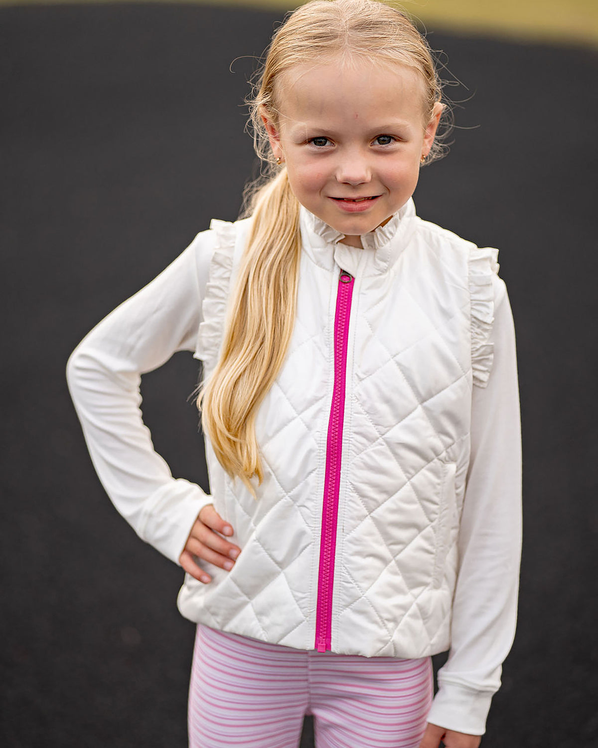 Vera Vest with Ruffle - Winter White Shimmer