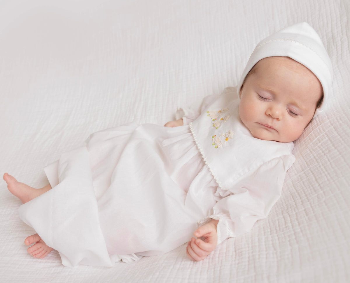 Lambikins Daygown & Diaper Cover - Woven Cream - Straight Yoke