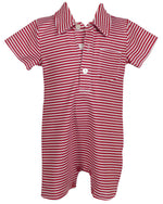 Game Day Rhett Romper - Burgundy and White Stripe