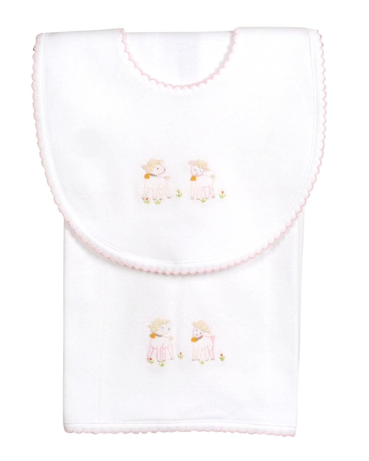Lambikins Bib & Burp Cloth - Egyptian Cotton Knit - Pink