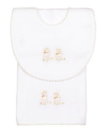 Lambikins Bib & Burp Cloth - Egyptian Cotton Knit - Cream