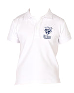 TYL Scholar Knit Polo - White with Holy Souls Crest