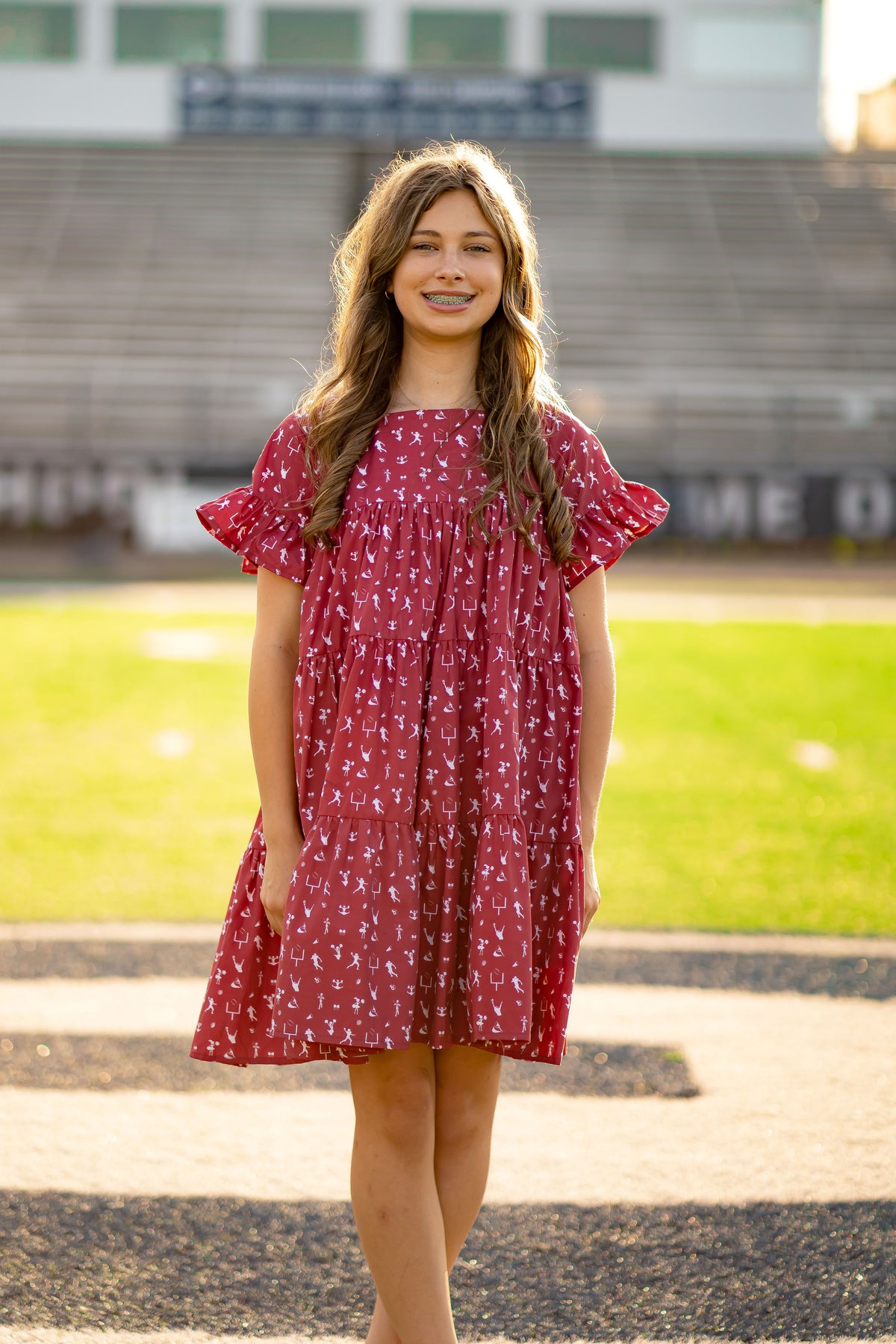 Game Day Tier Dress - Burgundy