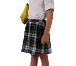 TYL Scholar Gathered Waist Skirt in White/Evergreen Plaid
