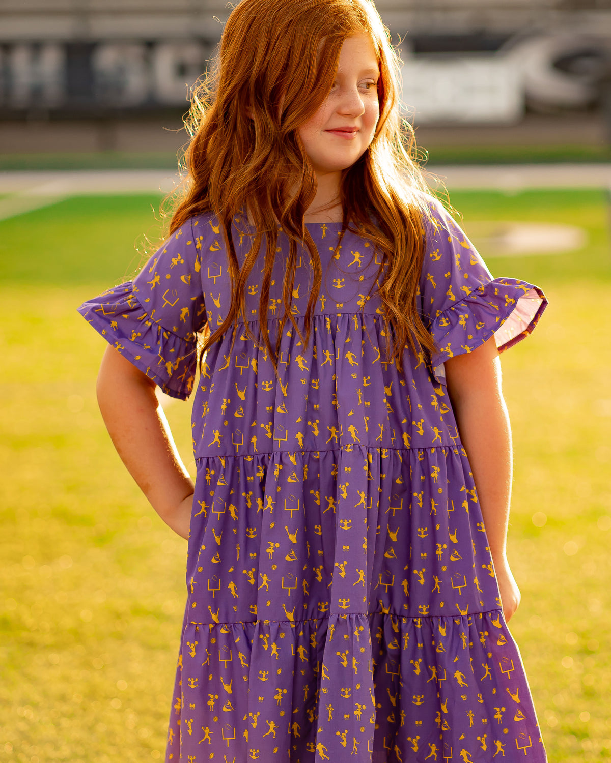 Game Day Tier Dress - Purple and Gold