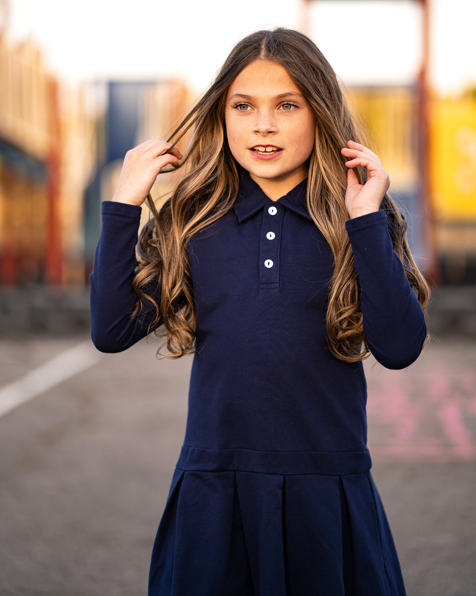 Navy collared dress best sale