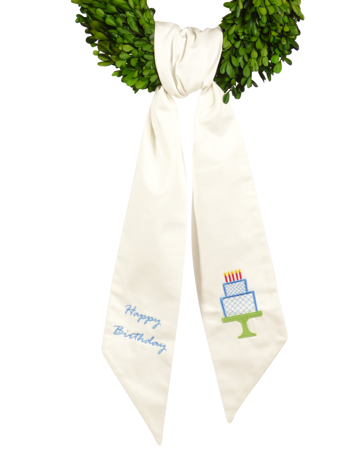 Wreath Sash: Happy Birthday (Blue)
