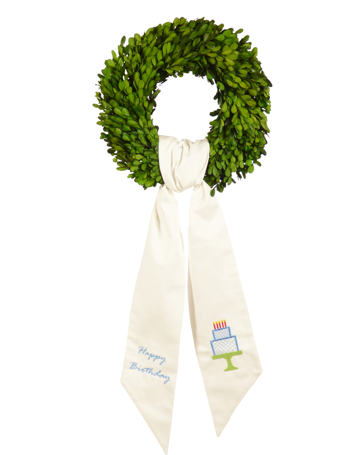 Wreath Sash: Happy Birthday (Blue)