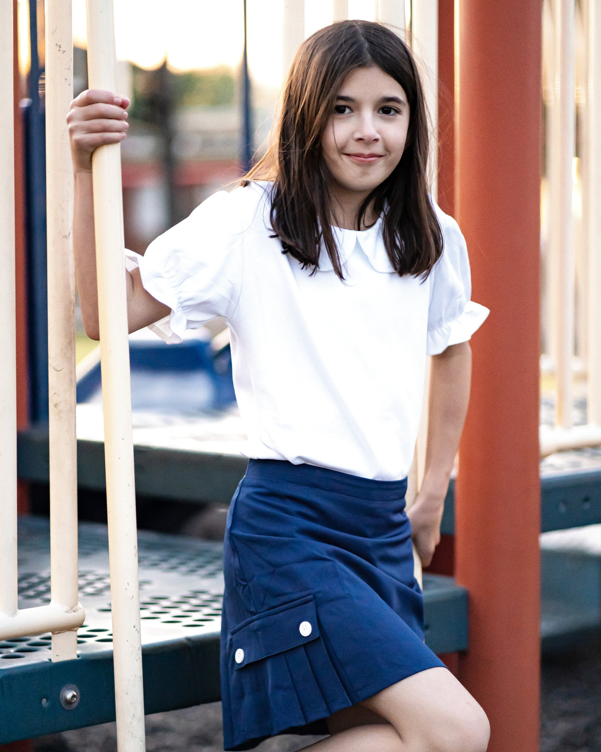 TYL Scholar Side Pleat Skort in Performance Navy