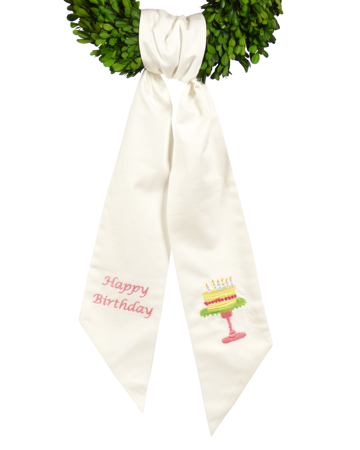 Wreath Sash: Happy Birthday (Pink)