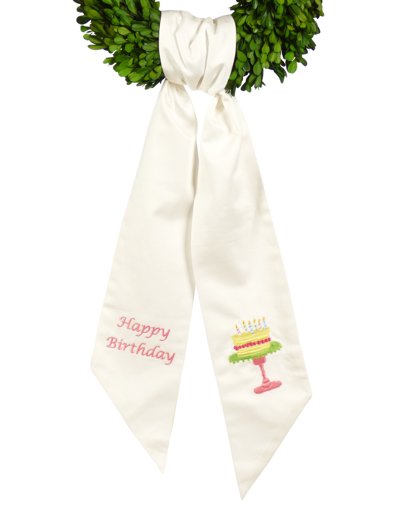 Wreath Sash: Happy Birthday (Pink)