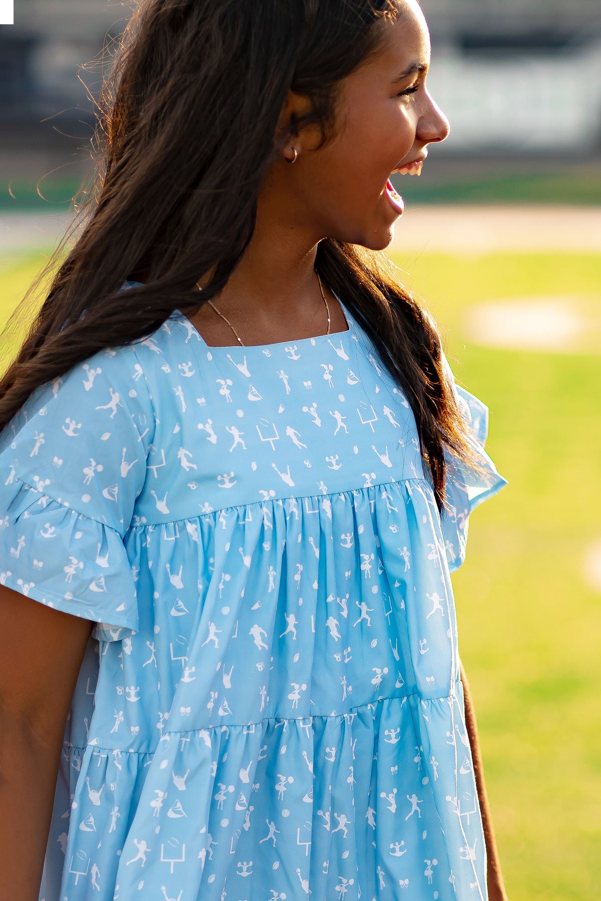 Game Day Tier Dress - Light Blue