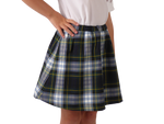 TYL Scholar Gathered Waist Skirt in White/Evergreen Plaid