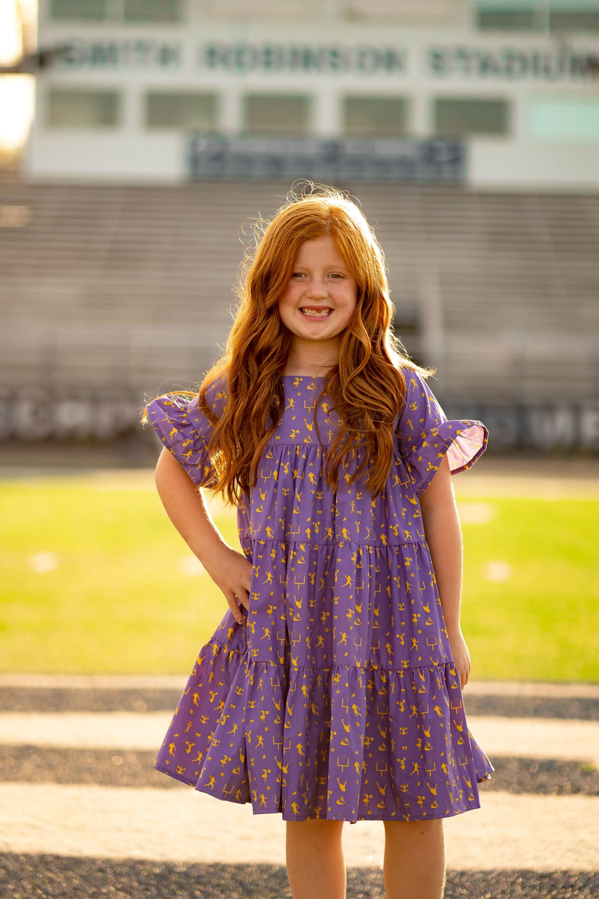 Game Day Tier Dress - Purple and Gold