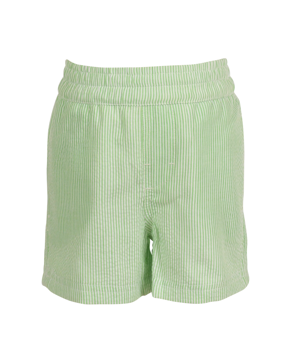 Sebastian Pull On Short: Green Seersucker – The Yellow Lamb