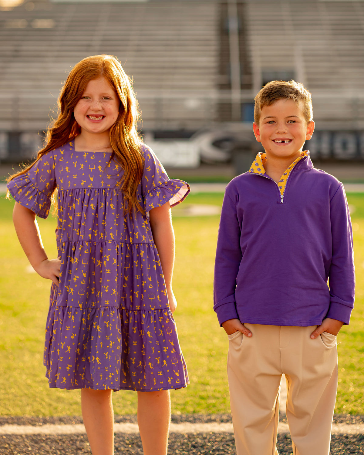 Game Day Tier Dress - Purple and Gold