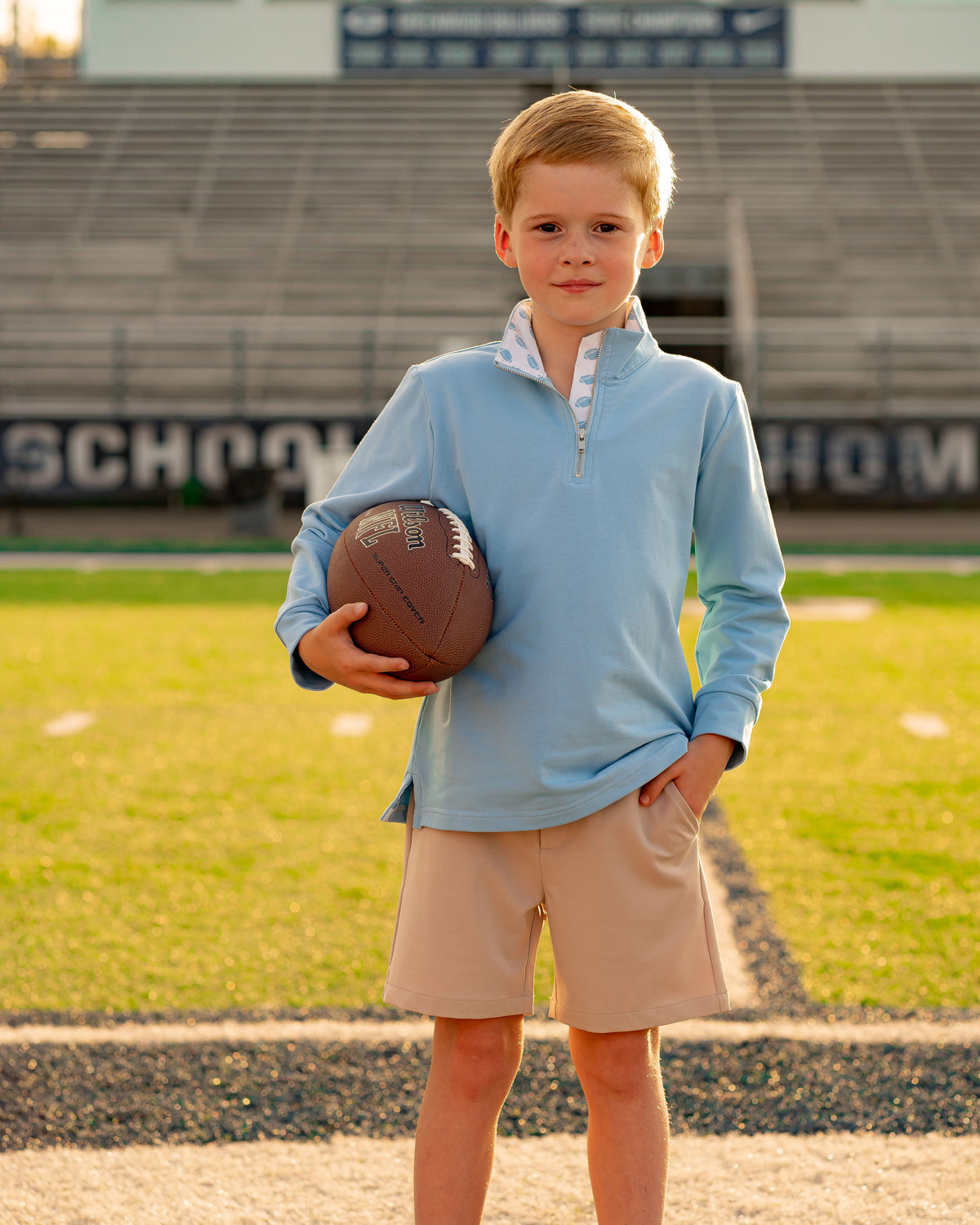 Game Day Quarter Zip - Light Blue