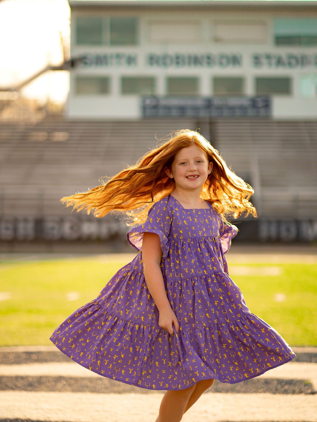 Game Day Tier Dress - Purple and Gold