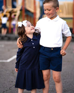 TYL Scholar Flat Front Shorts in Performance Navy