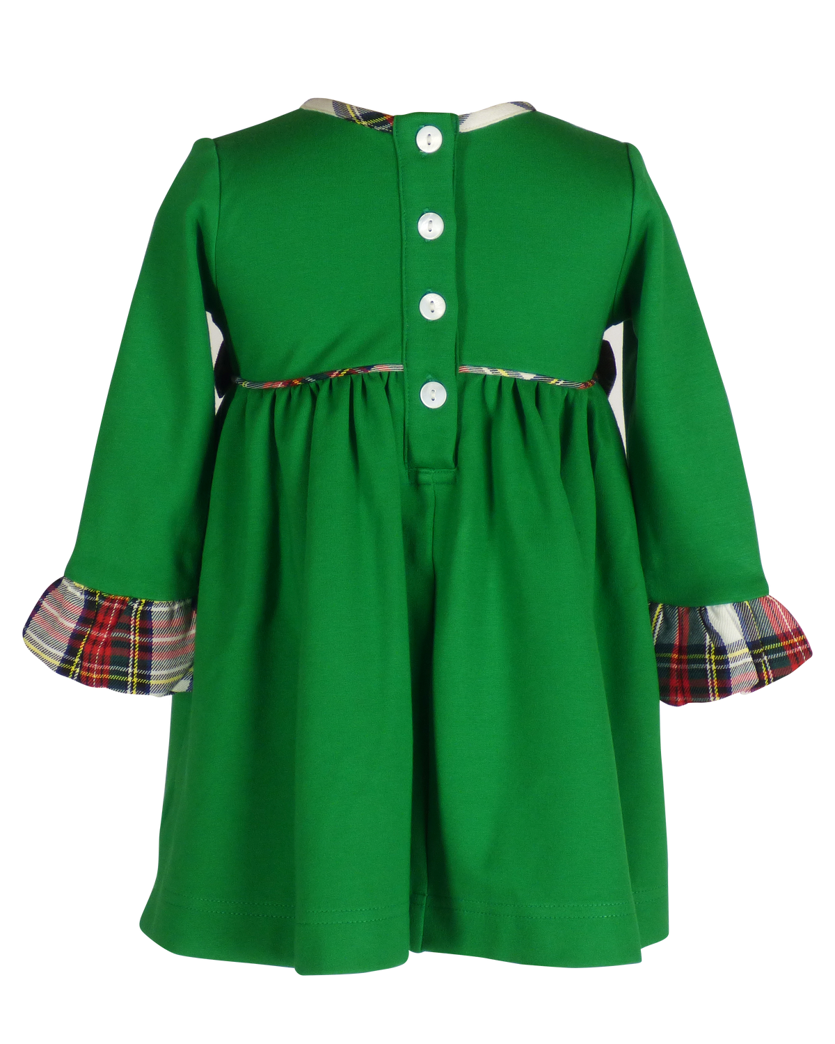 North Pole Plaid - Beatrice Bow Petite Dress in Green Knit