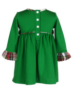 North Pole Plaid - Beatrice Bow Petite Dress in Green Knit