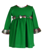 North Pole Plaid - Beatrice Bow Petite Dress in Green Knit