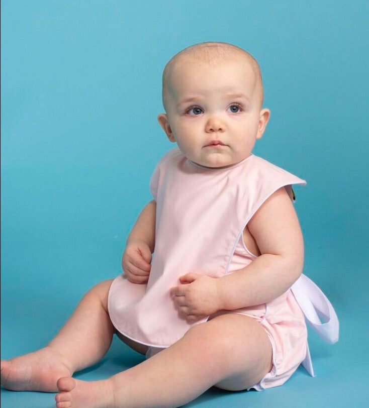 Brookshire Bib - Pink with White Piping