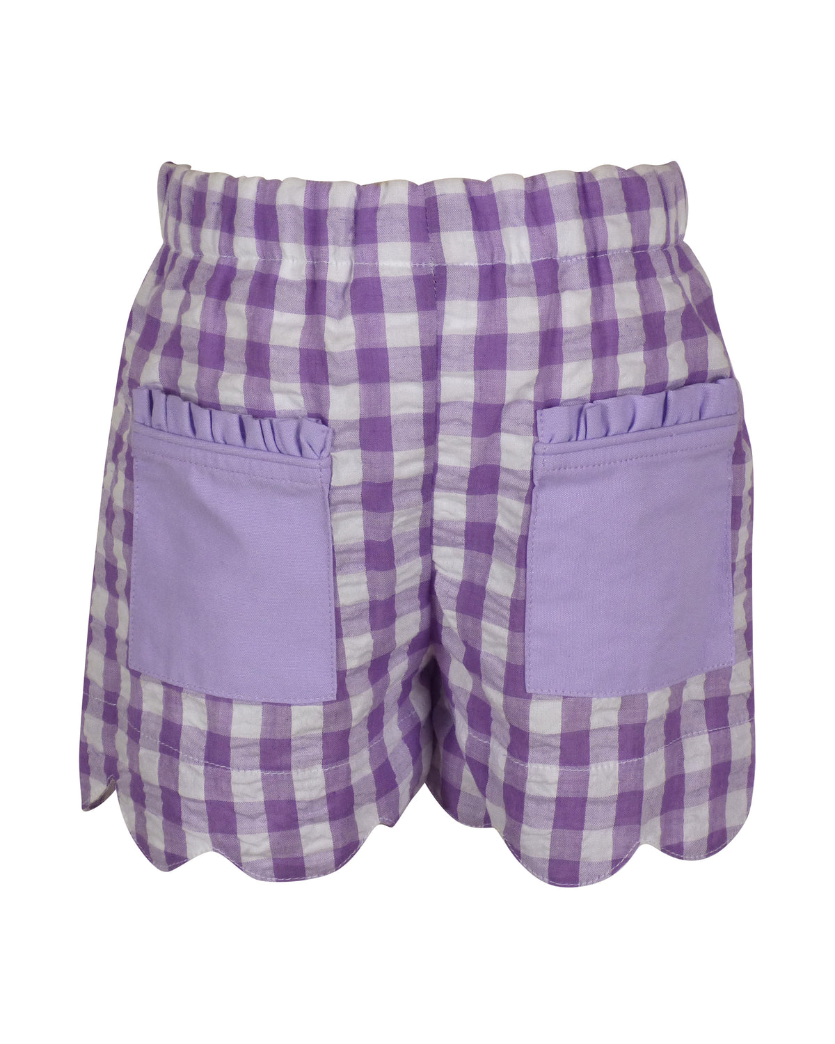 Katie Shorts in Purple Gingham Seersucker