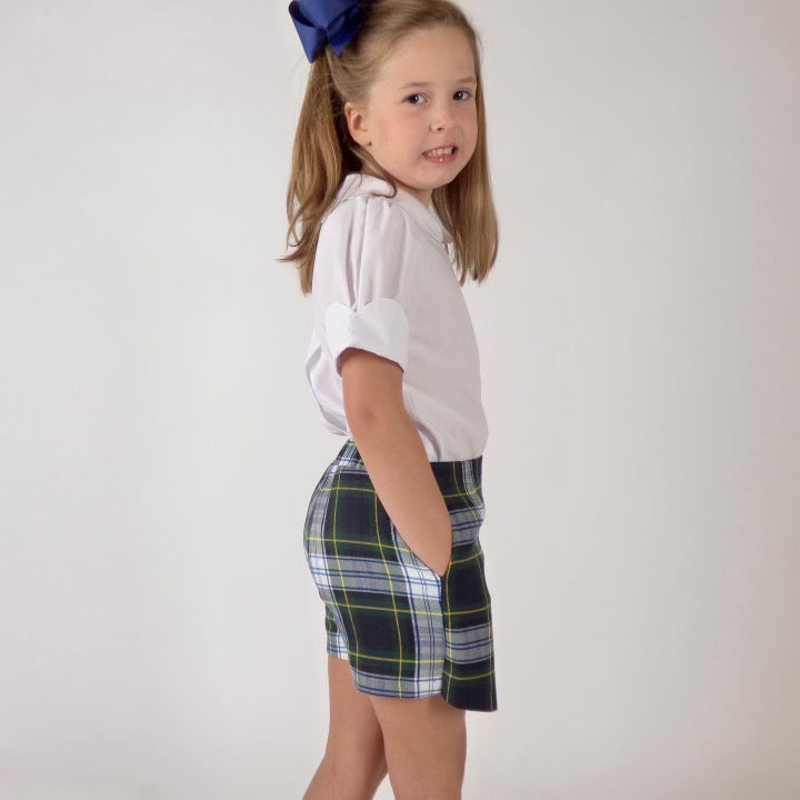 TYL Scholar Skort in White/Evergreen Plaid