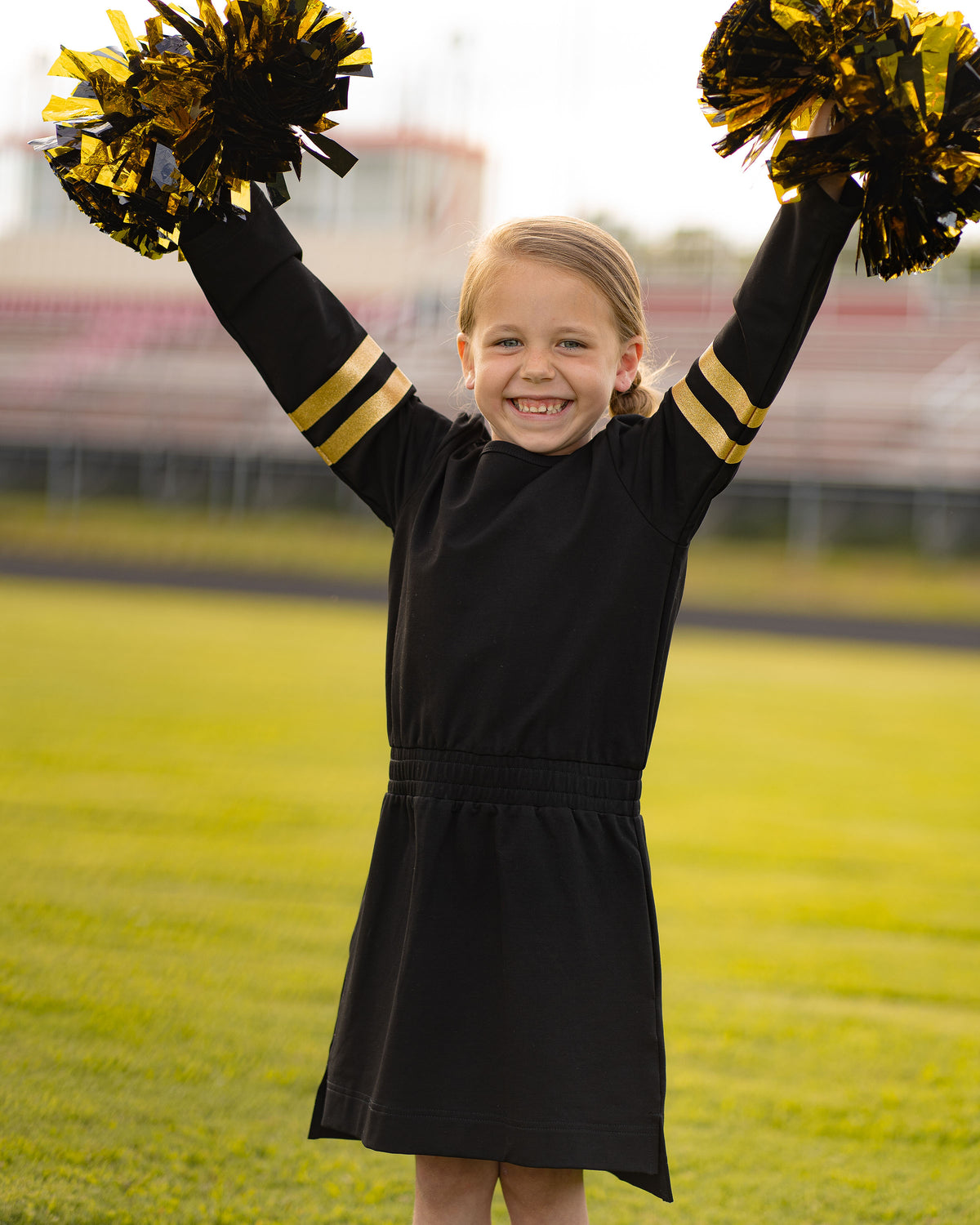 Game Day Glitter Dress - Black and Gold