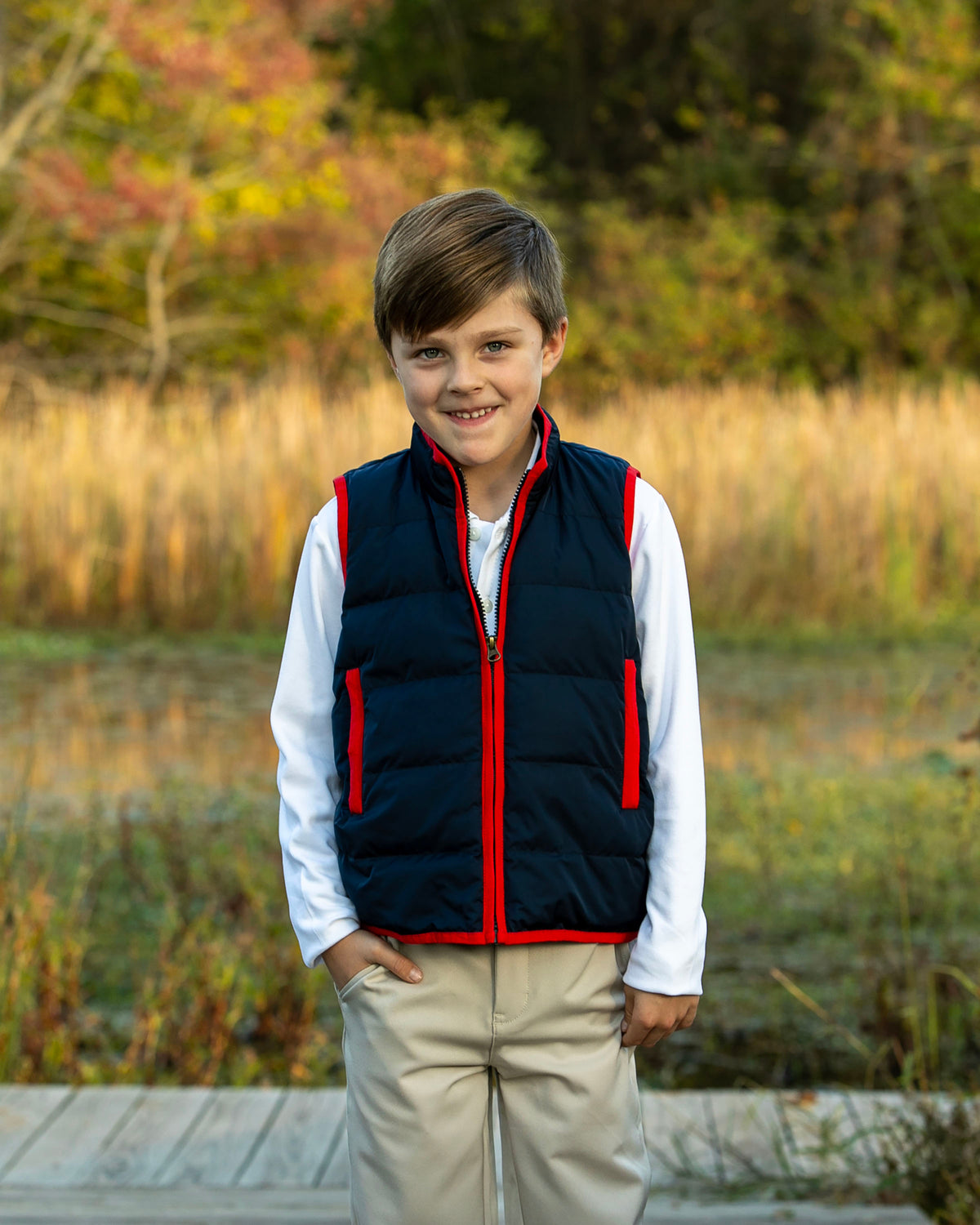 Delta Valley Vest - Maritime Navy with Cardinal Red Trim