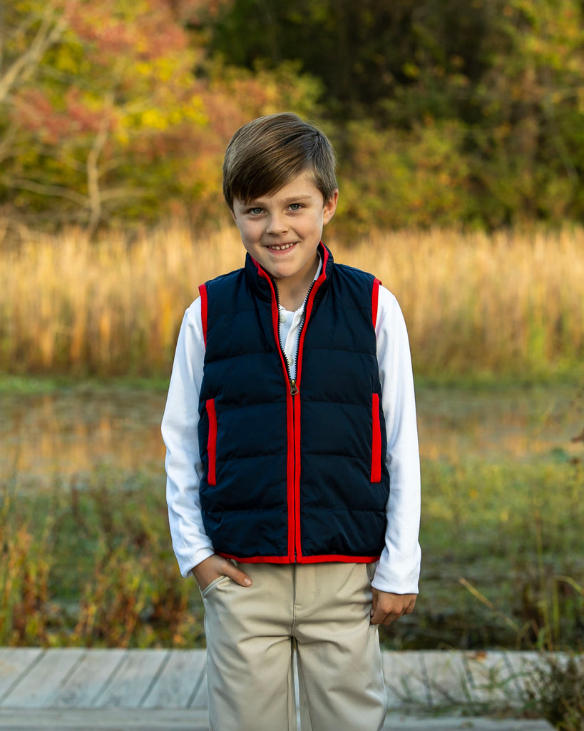 Delta Valley Vest - Maritime Navy with Cardinal Red Trim