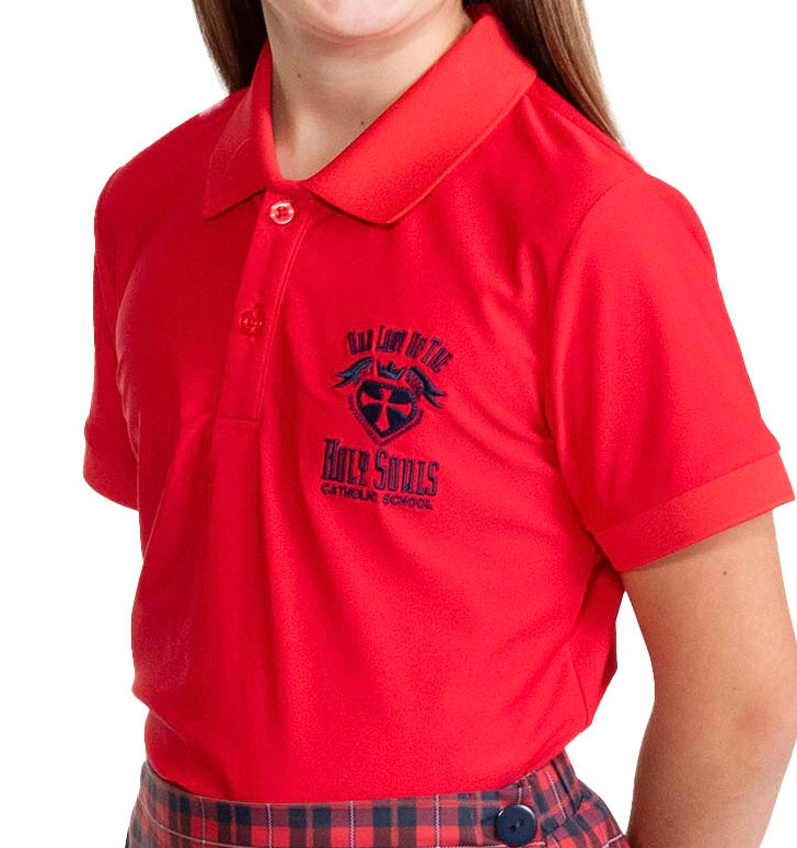 TYL Scholar Performance Polo - Red with Holy Souls Crest