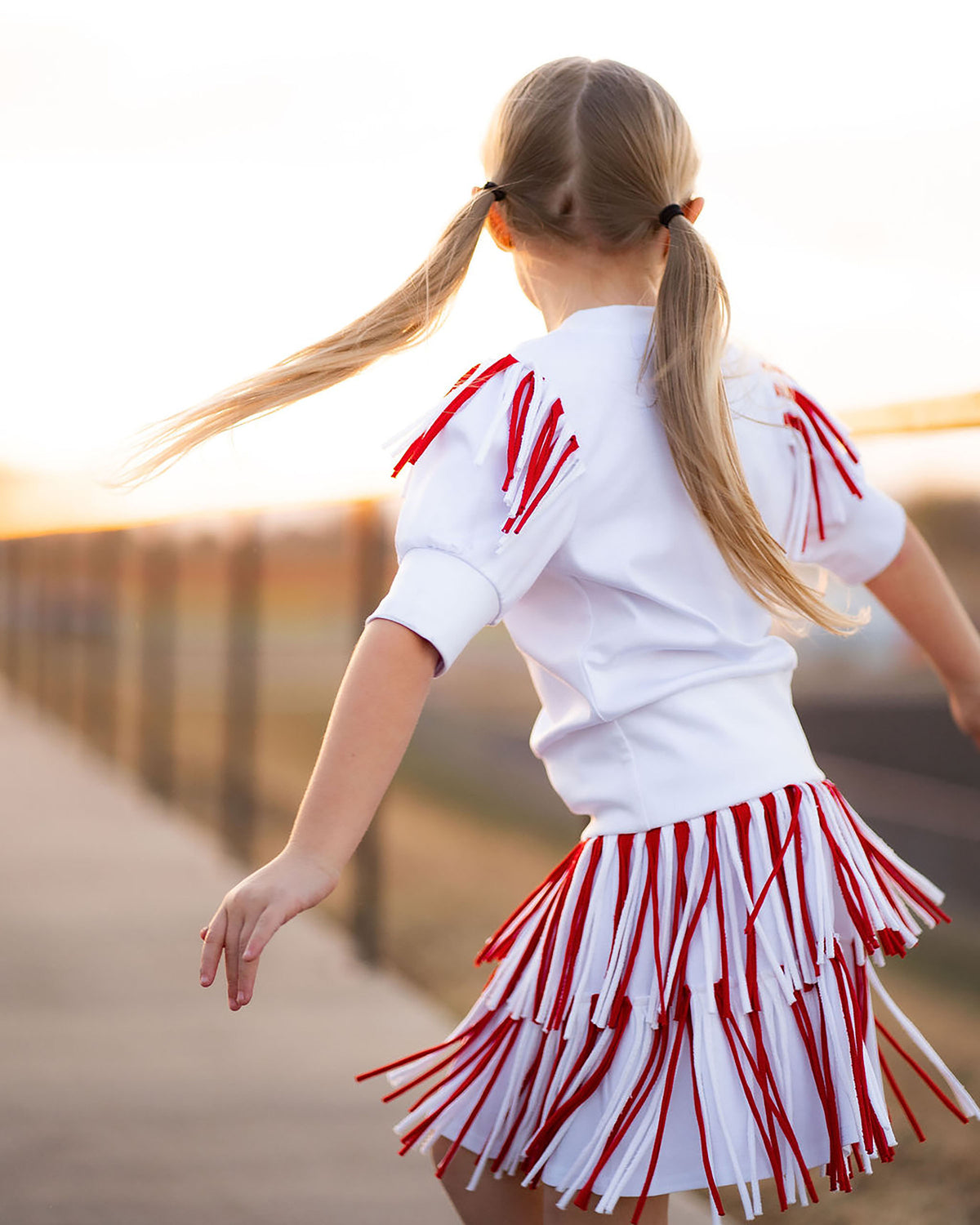 Game Day Cheer Set - Red with Pom Pom Skirt