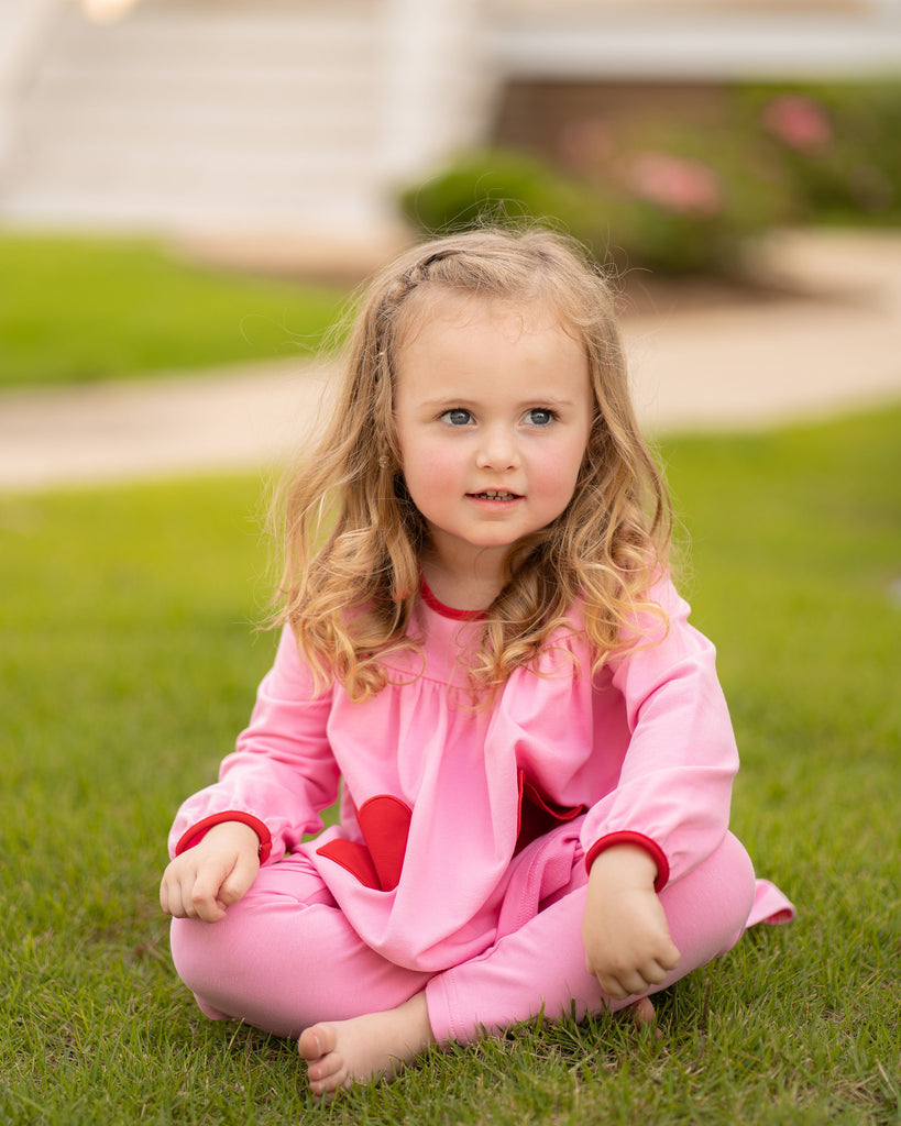 Tabby Tunic and Leggings - Pink with Hearts