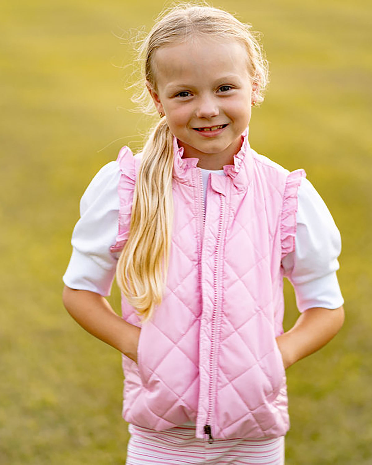 Vera Vest with Ruffle - Cotton Candy Pink