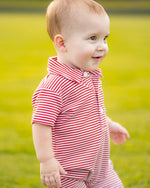 Game Day Rhett Romper - Red and White Stripe