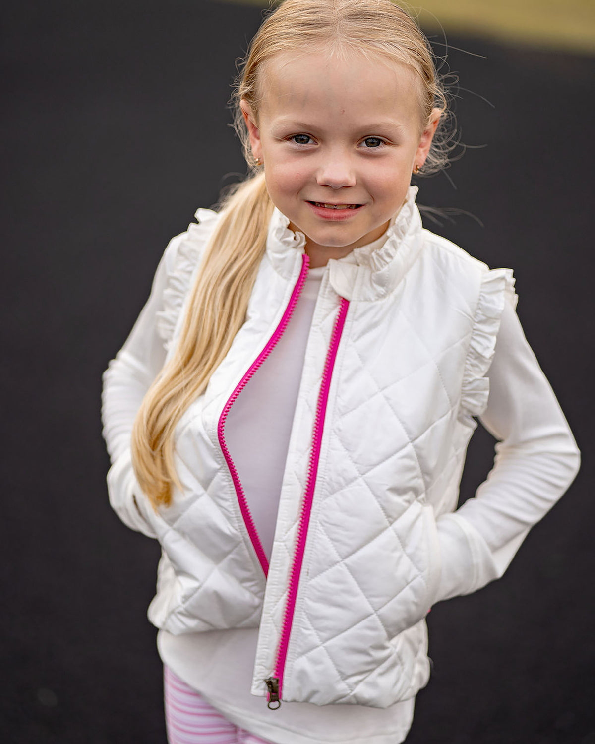 Vera Vest with Ruffle - Winter White Shimmer