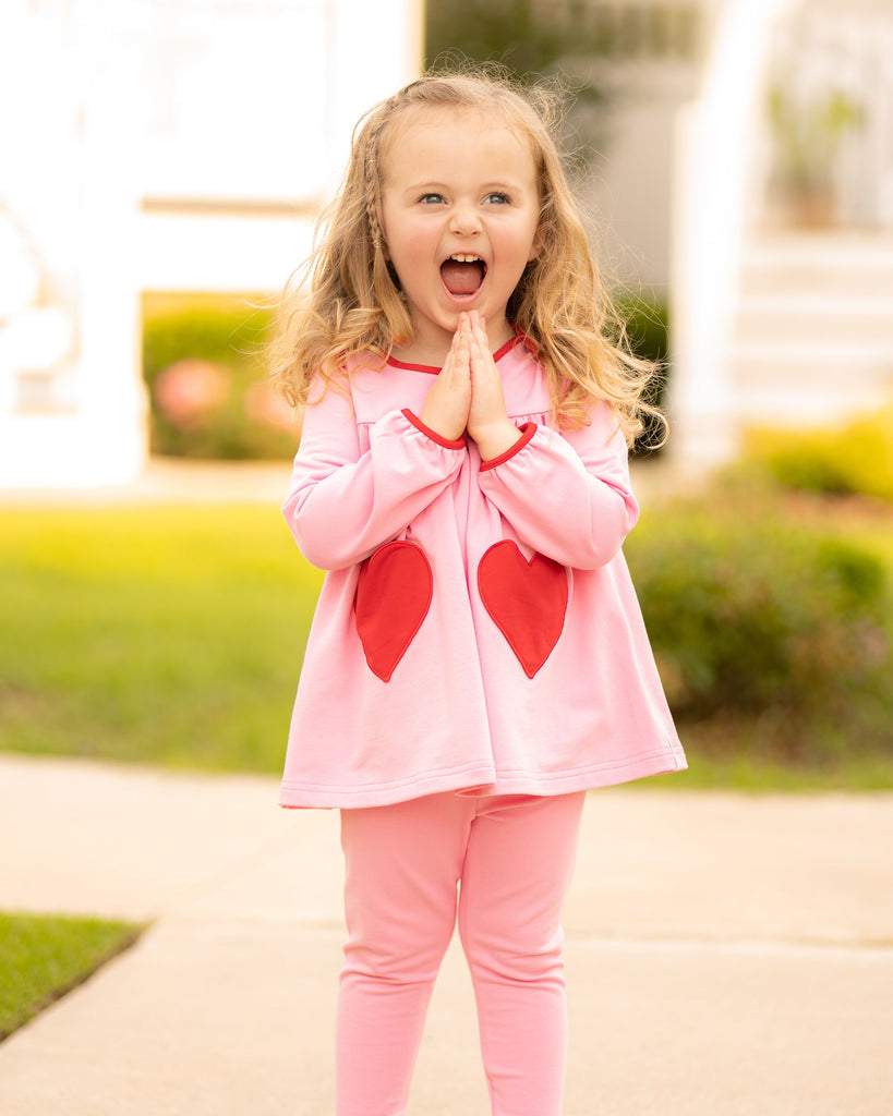 Tabby Tunic and Leggings - Pink with Hearts