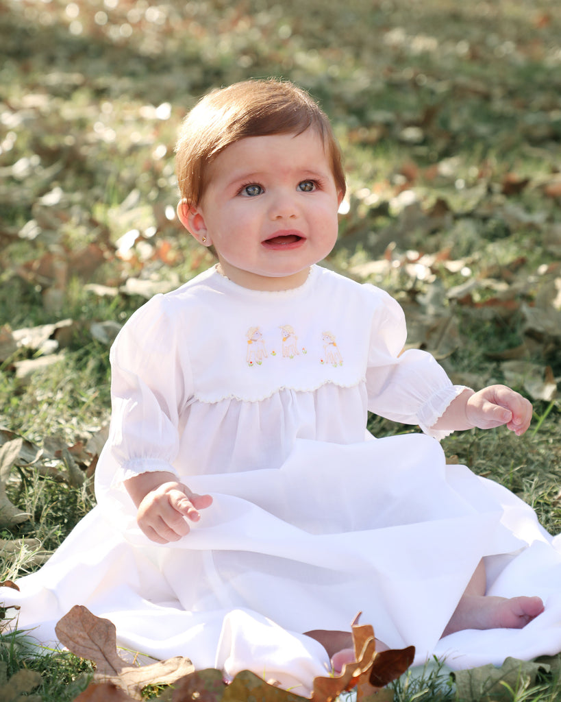 Lambikins Daygown & Diaper Cover - Woven Cream - Scalloped Yoke