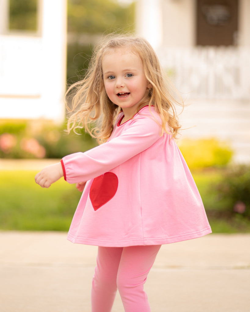 Tabby Tunic and Leggings - Pink with Hearts