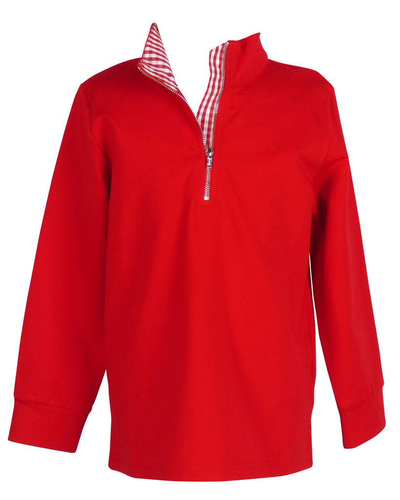 Anthony Quarter Zip in Red with Red Gingham